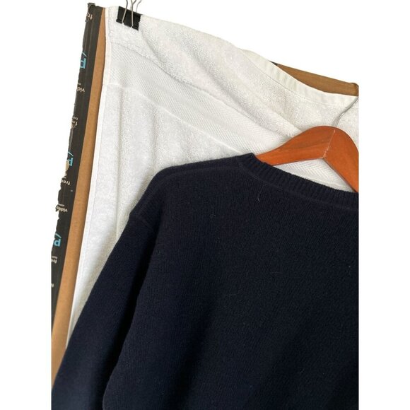 POLO Ralph Lauren Crewneck Knitted 100% Lambswool Sweater Navy Blue Size Med - Picture 5 of 9
